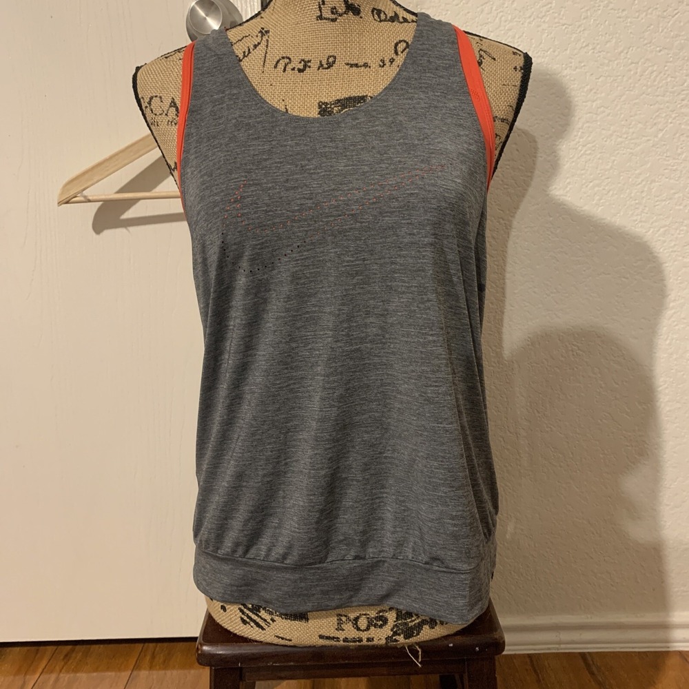 nike dri fit running tank top w built in bra medium mint condition gray